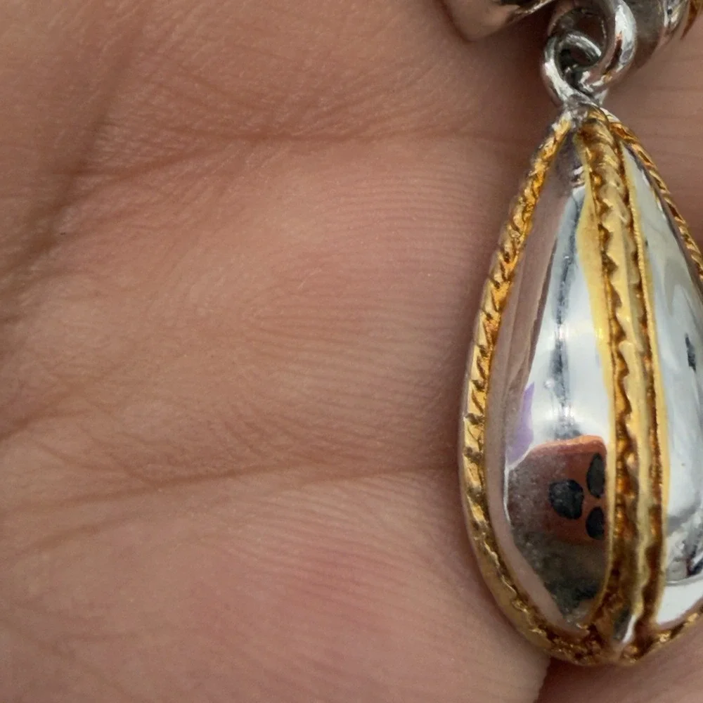 Vtg X Drop Silver Gold Tone Rope Teardrop Dangle Earrings Designer PD Nice